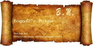 Bognár Miksa névjegykártya