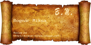 Bognár Miksa névjegykártya